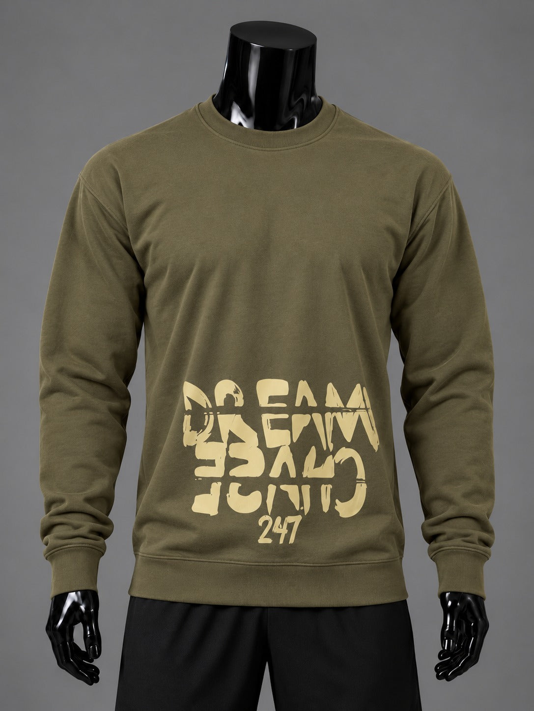 Essential Graphic Sweatshirt – Olive Green
