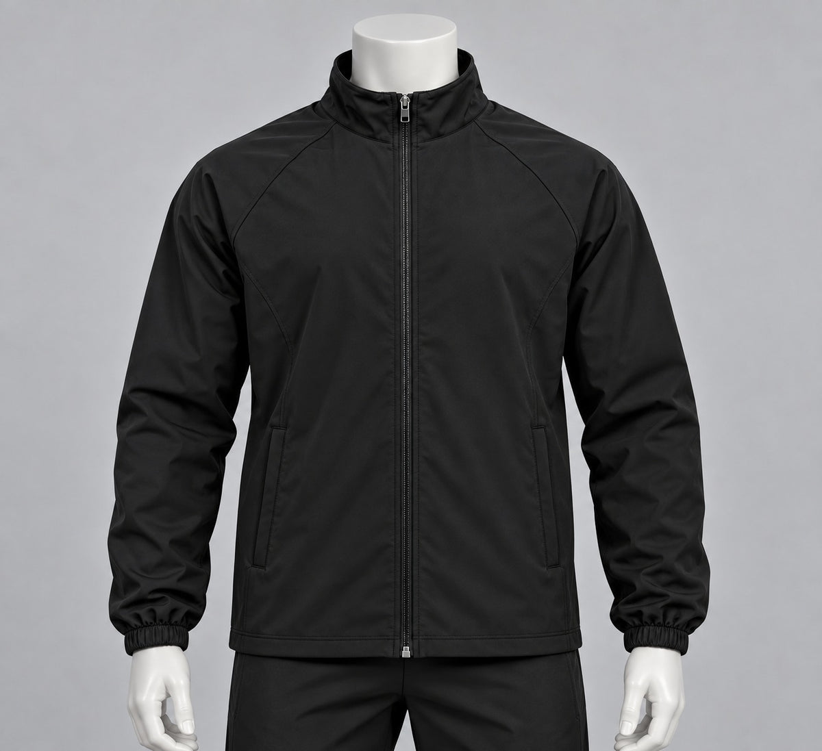 Active Men's Zip-Up Track Jacket – Black