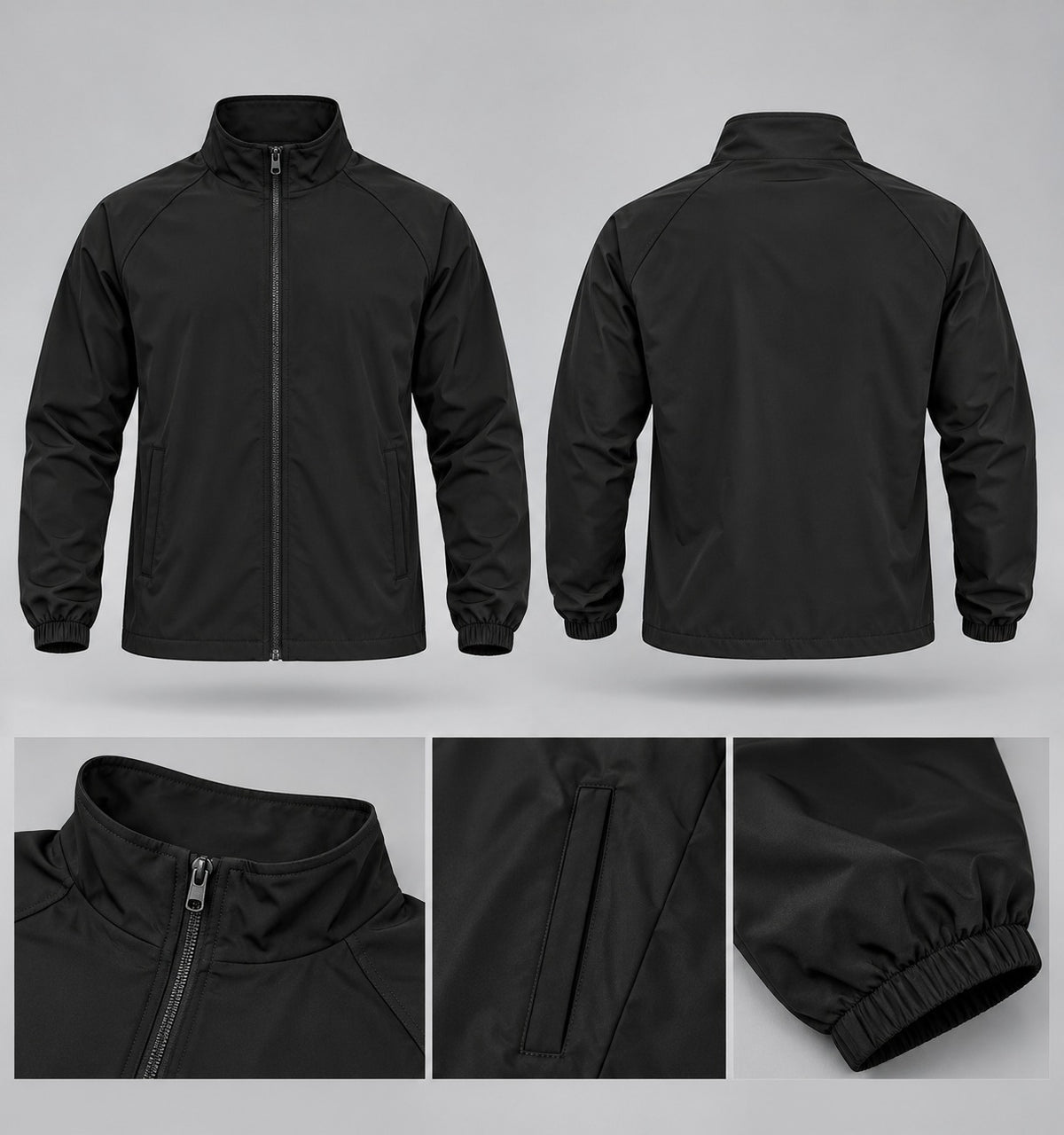Active Men's Zip-Up Track Jacket – Black