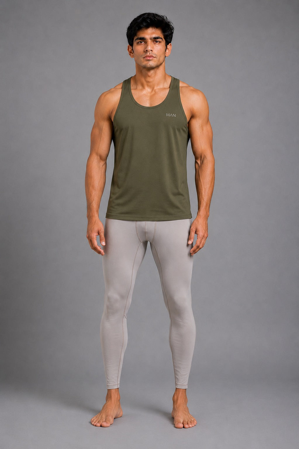 AeroFlex Men’s Performance Leggings – Stone Grey