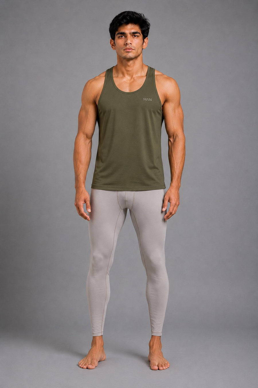 AeroFlex Men’s Performance Leggings – Stone Grey