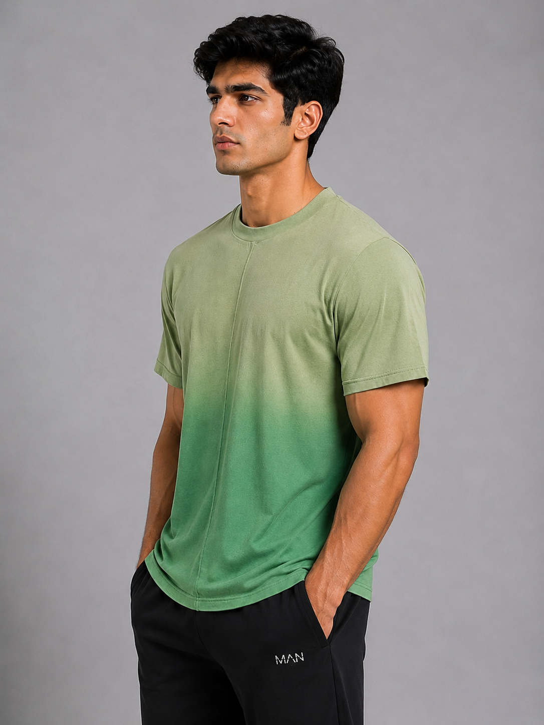 Gradient Dyed Center Seam Tee – Sage
