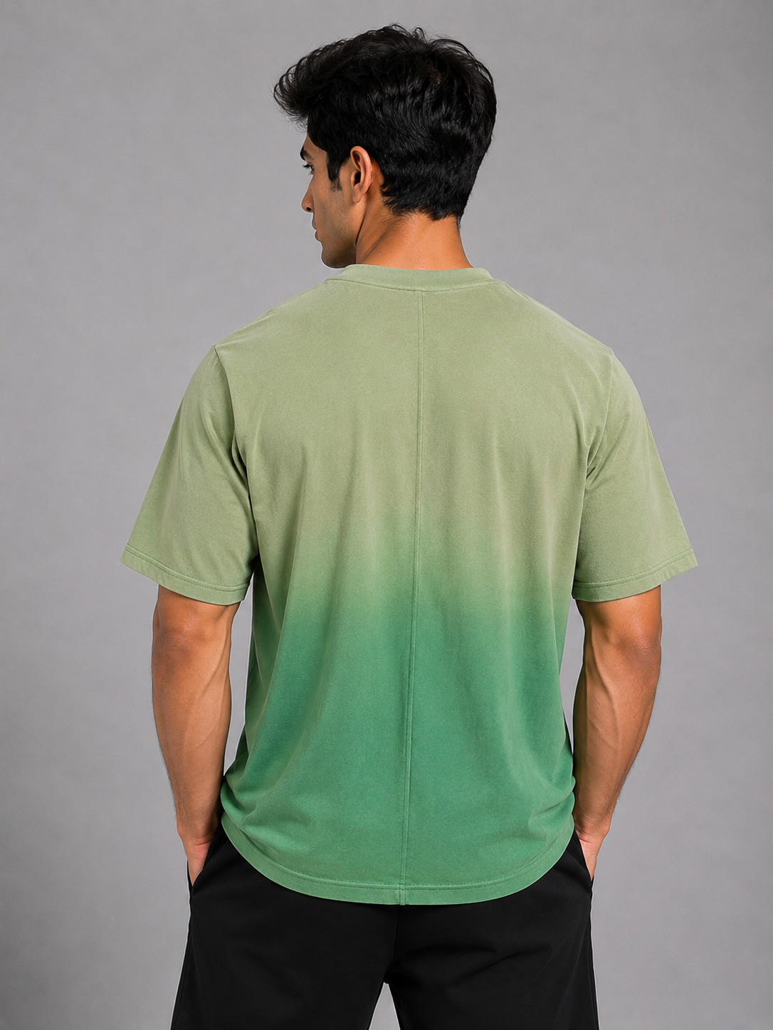 Gradient Dyed Center Seam Tee – Sage