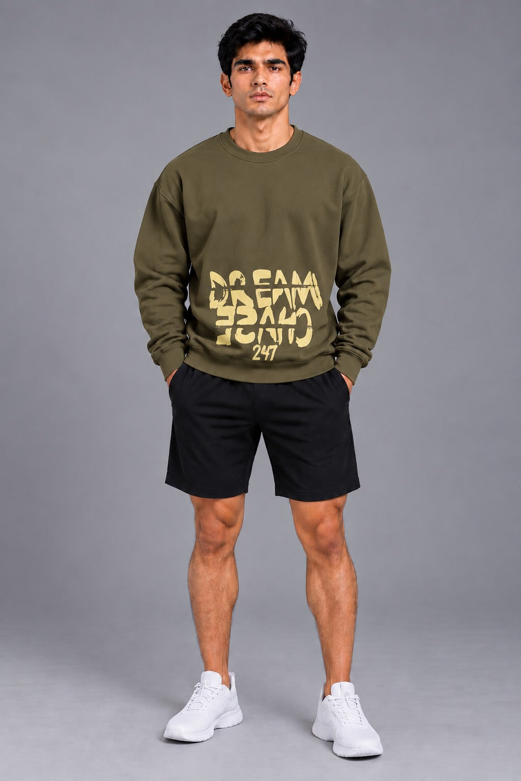 Essential Graphic Sweatshirt – Olive Green