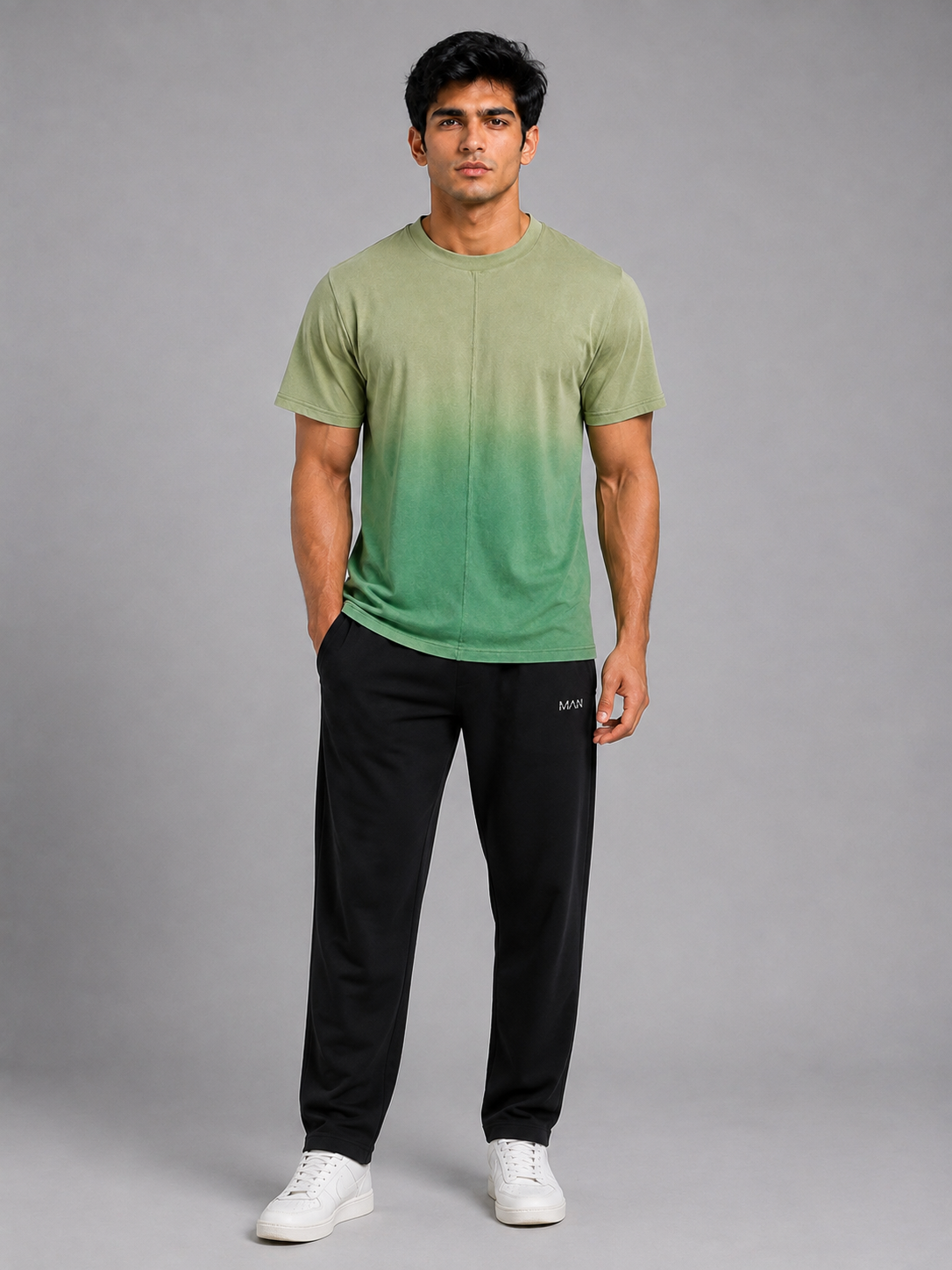 Gradient Dyed Center Seam Tee – Sage