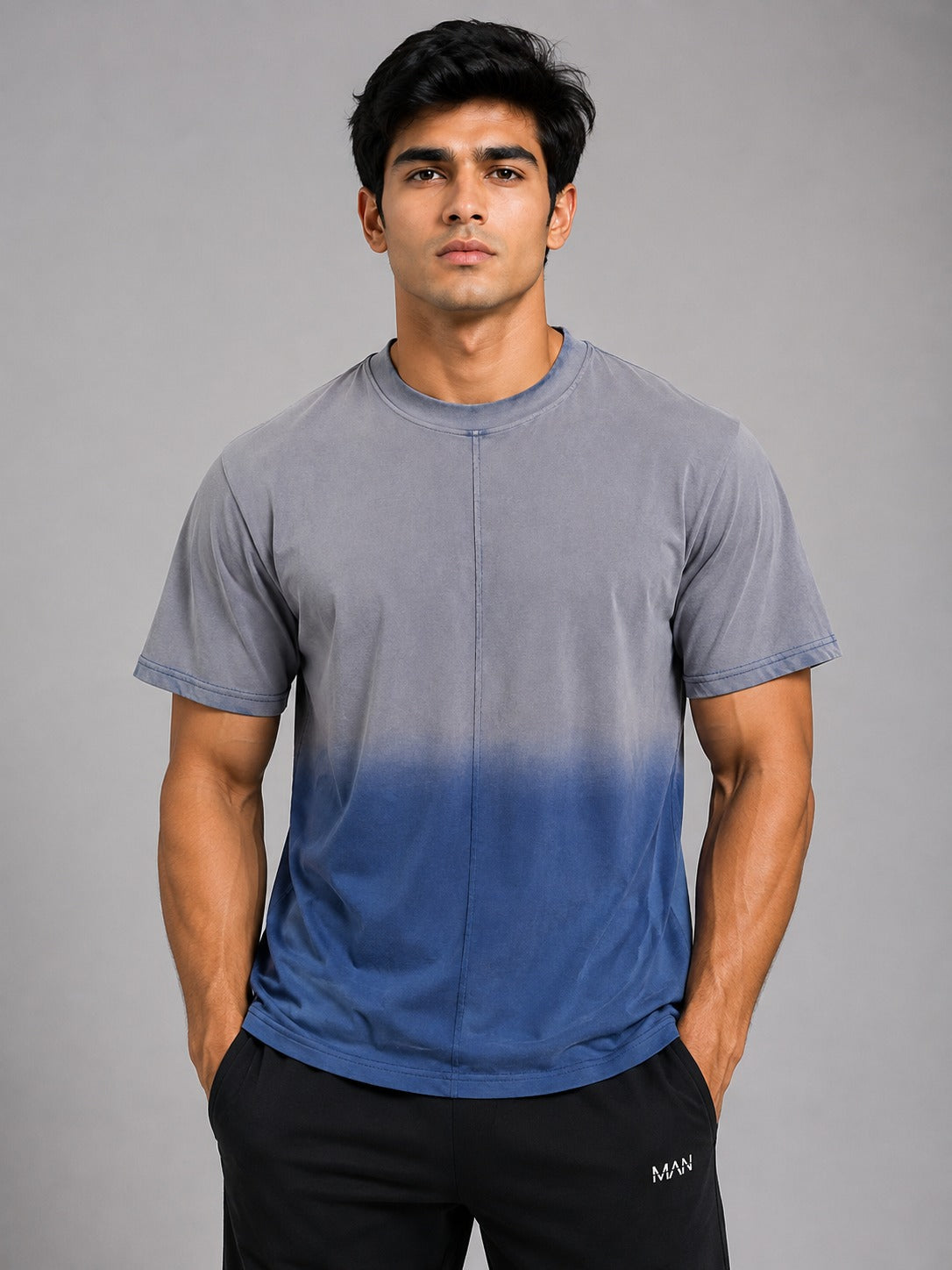 Gradient Dyed Center Seam Tee – Sky Blue