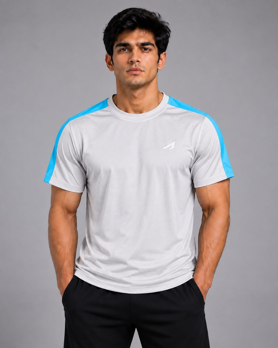 Active Performance Tee – Gray & Blue