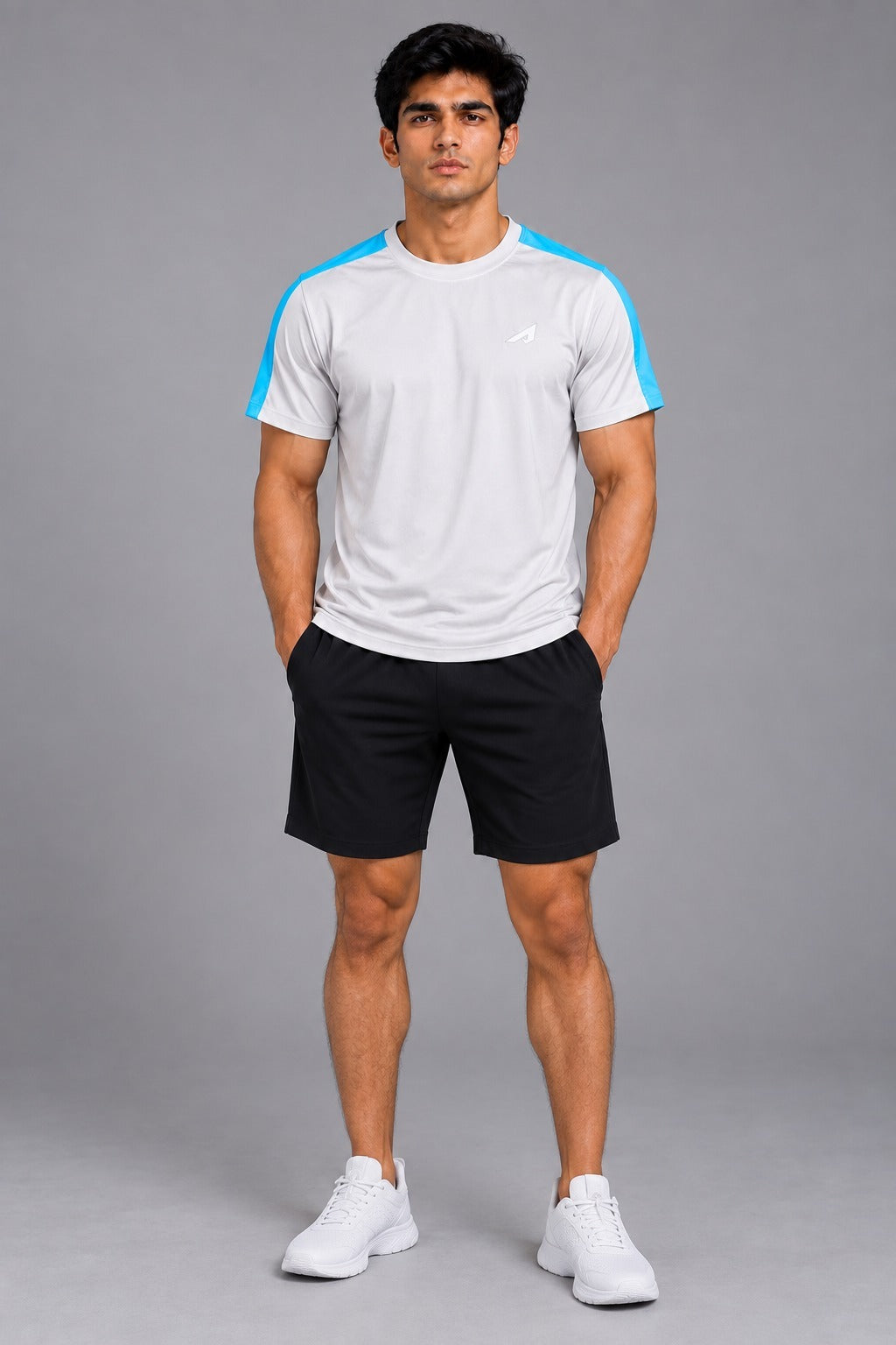 Active Performance Tee – Gray & Blue