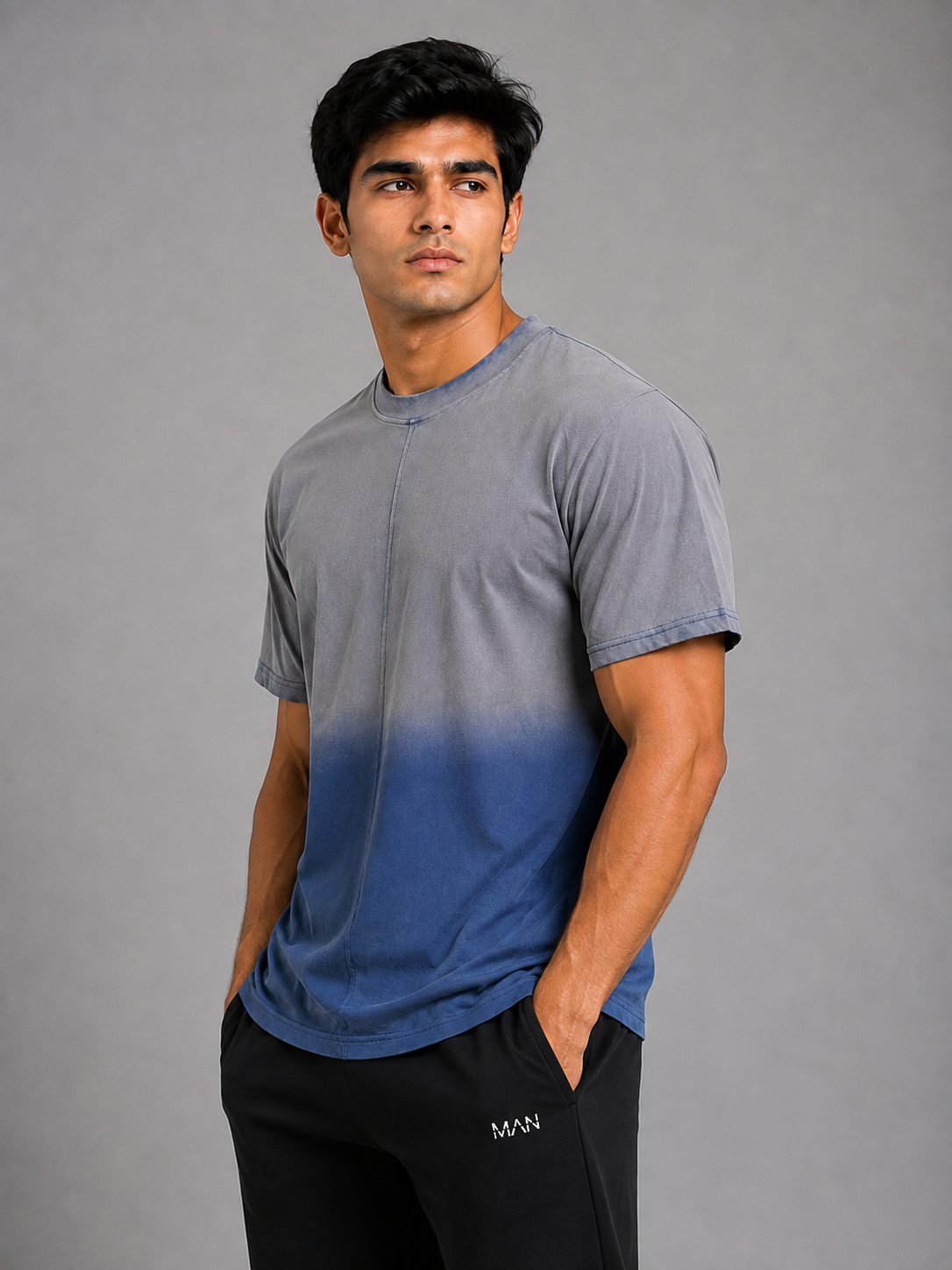 Gradient Dyed Center Seam Tee – Sky Blue