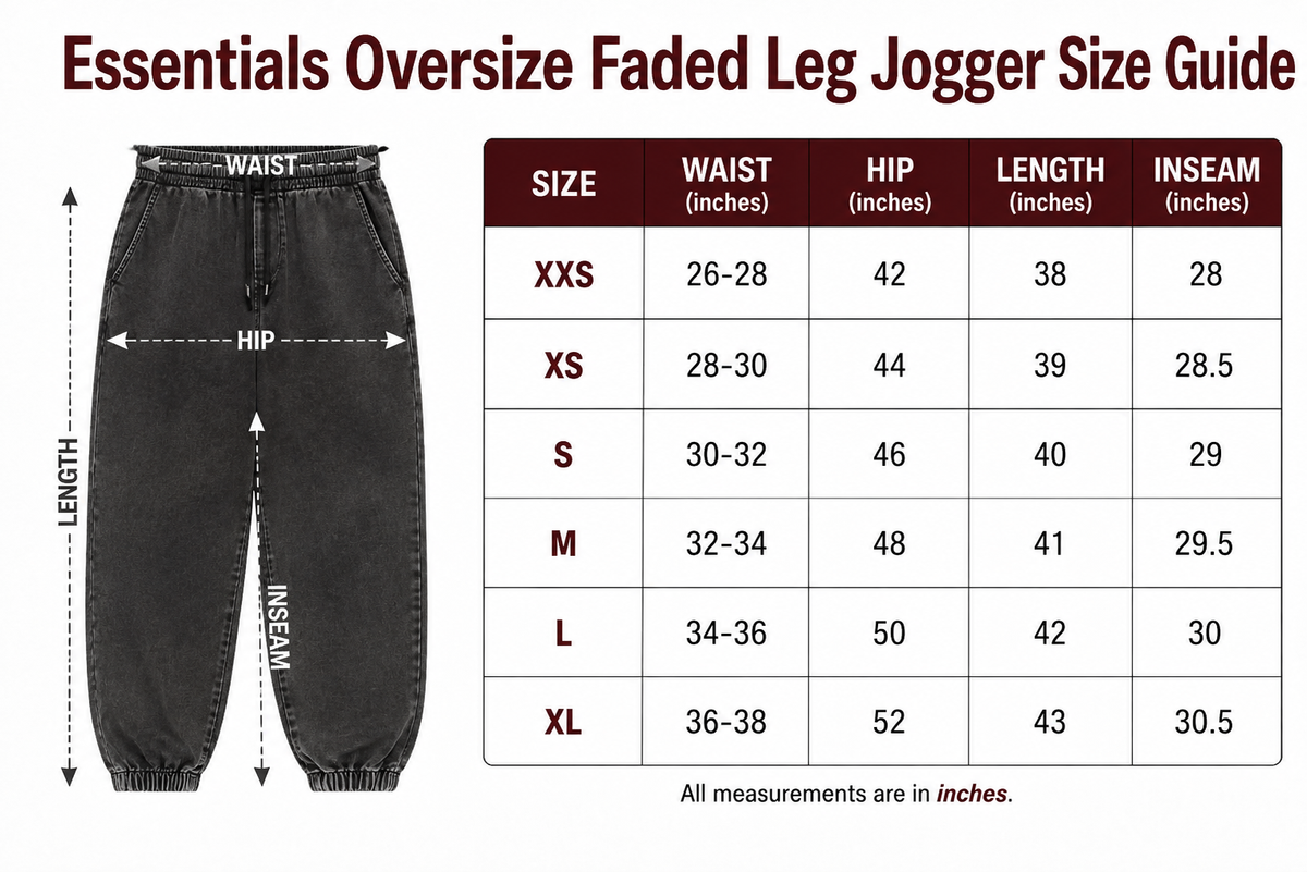 Hollowrock Essential Jogger – Brown size guide