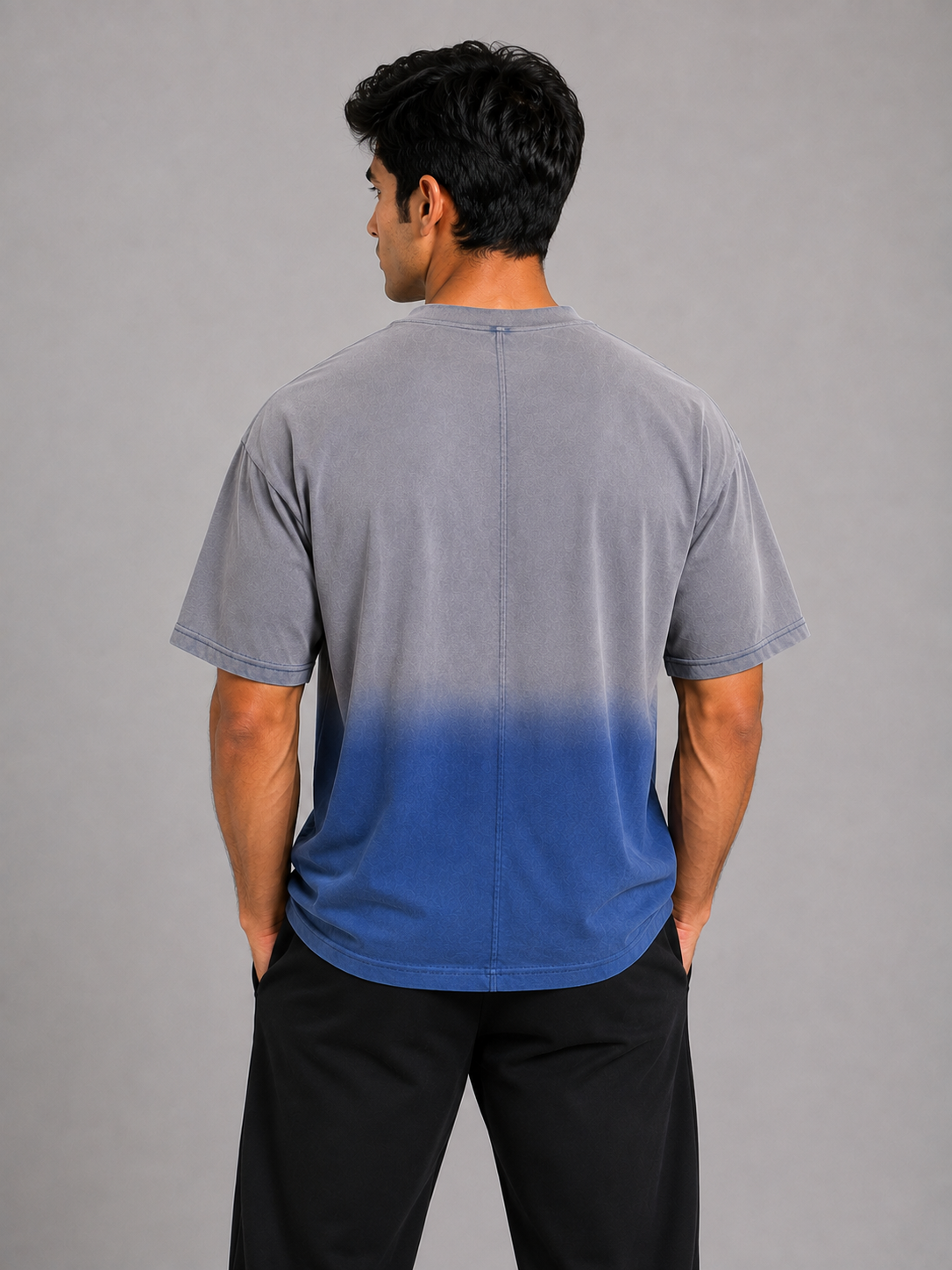 Gradient Dyed Center Seam Tee – Sky Blue