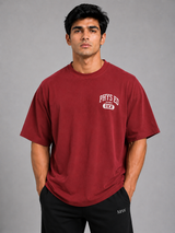 Washed Oversized Cotton Tee – Maroon