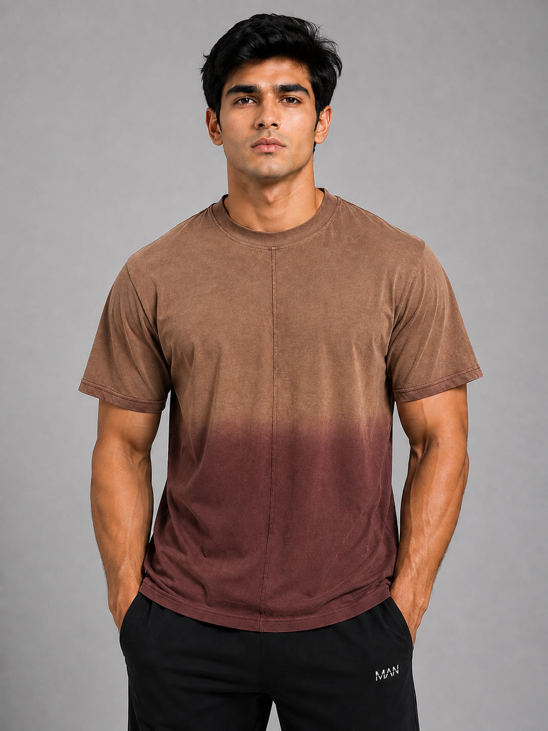 Gradient Dyed Center Seam Tee – Sand