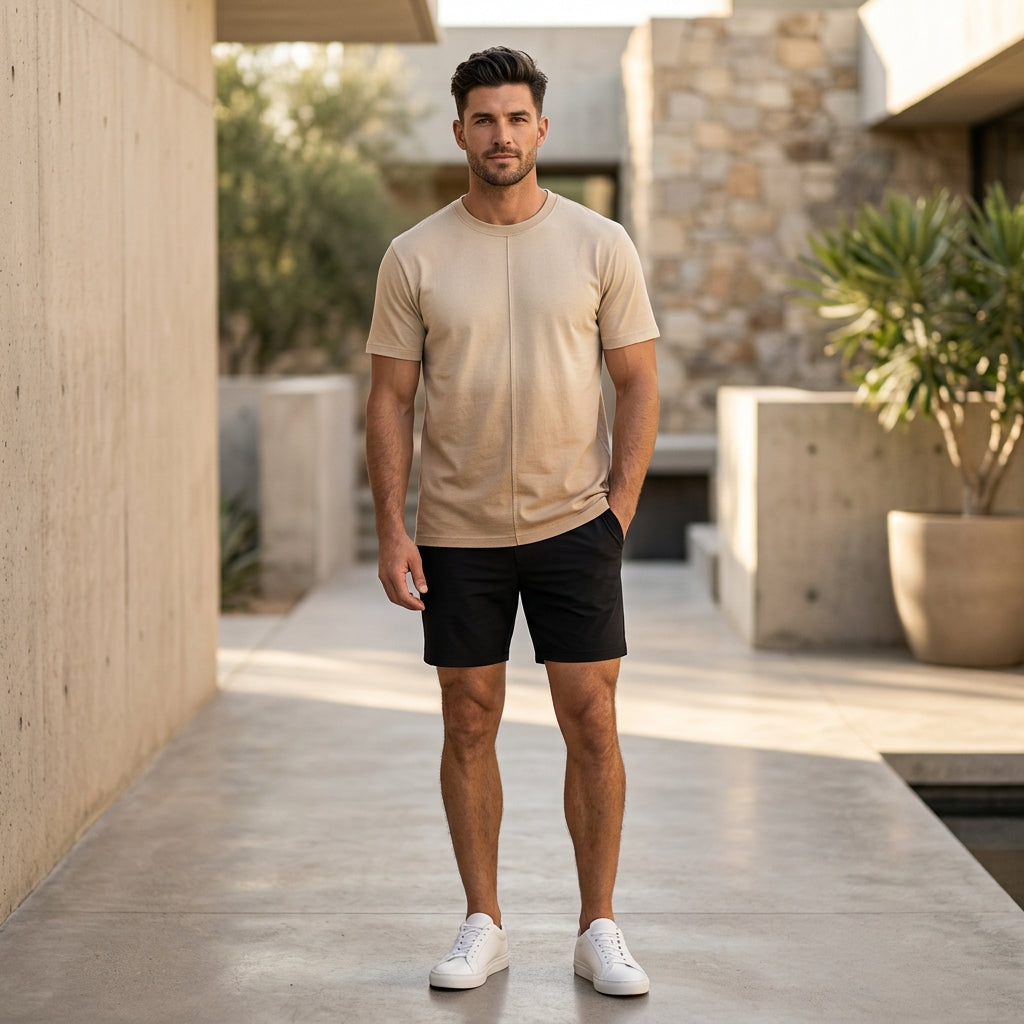 Gradient Dyed Center Seam Tee – Sand