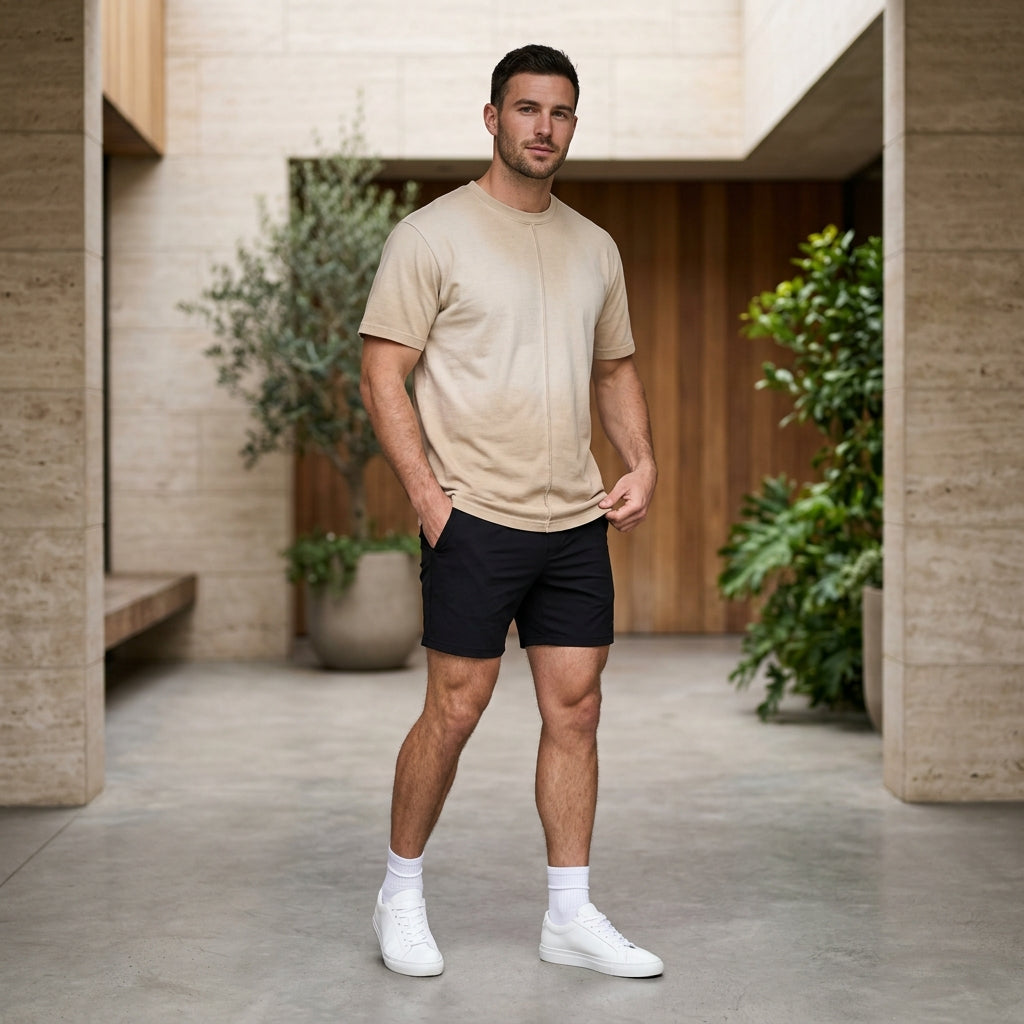 Gradient Dyed Center Seam Tee – Sand