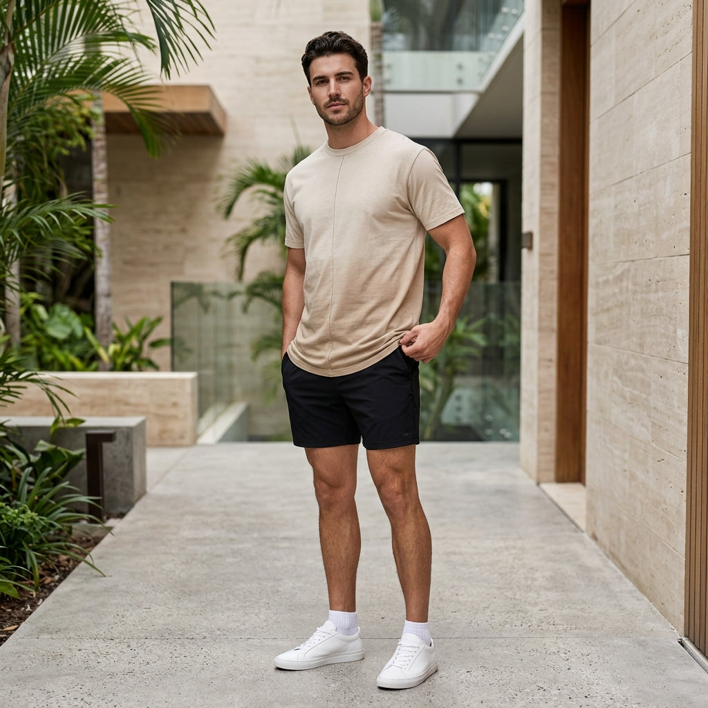 Gradient Dyed Center Seam Tee – Sand