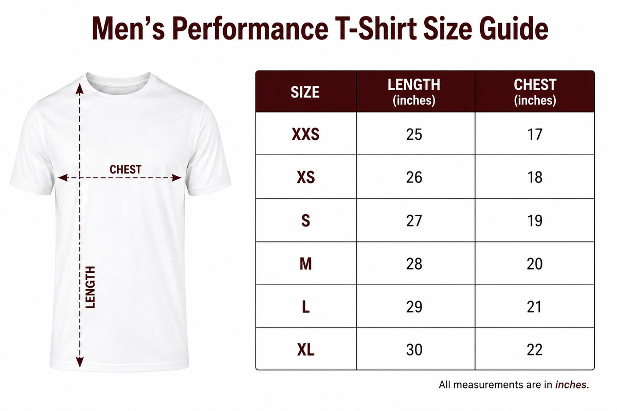 Prime Performance Tee - Fuchsia size guide