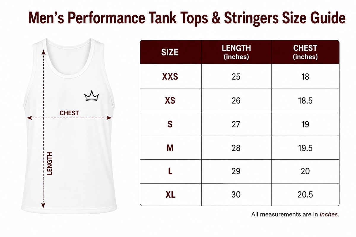 Performance Tank Top – Mustard Yellow size guide