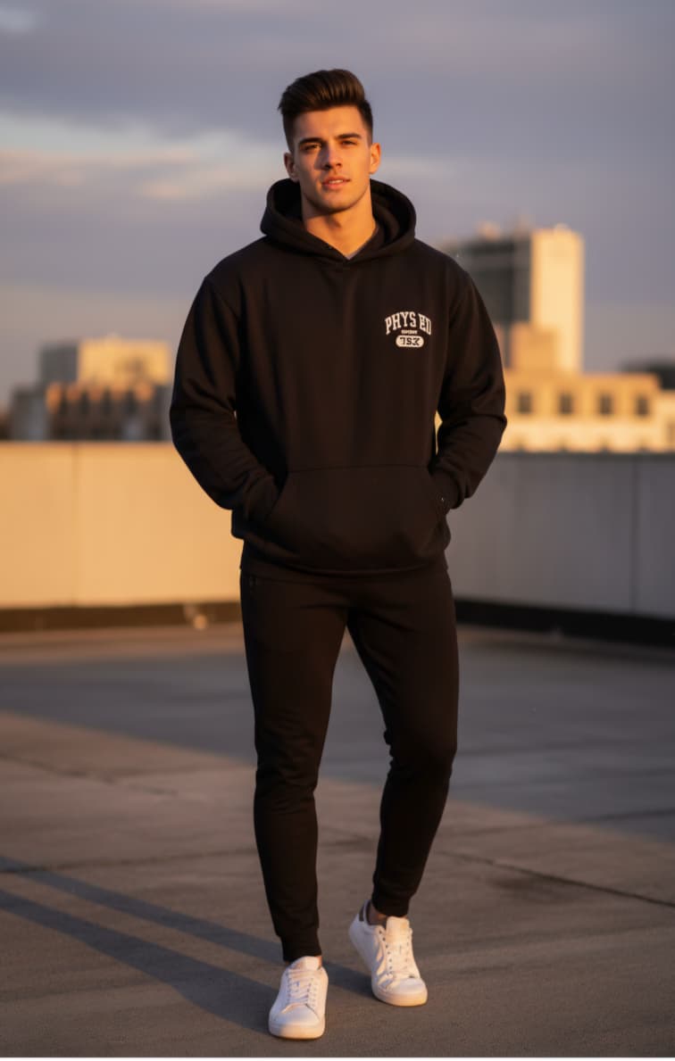 Physed oversize washed hoodie-Black