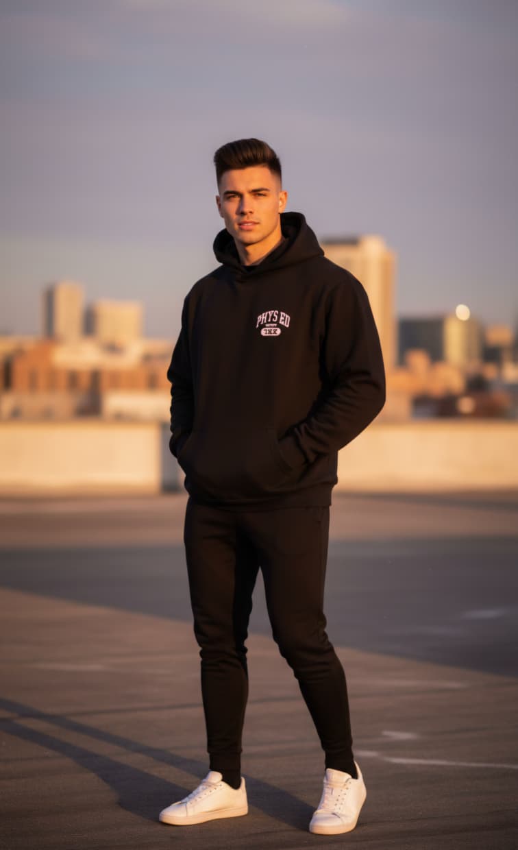 Physed oversize washed hoodie-Black