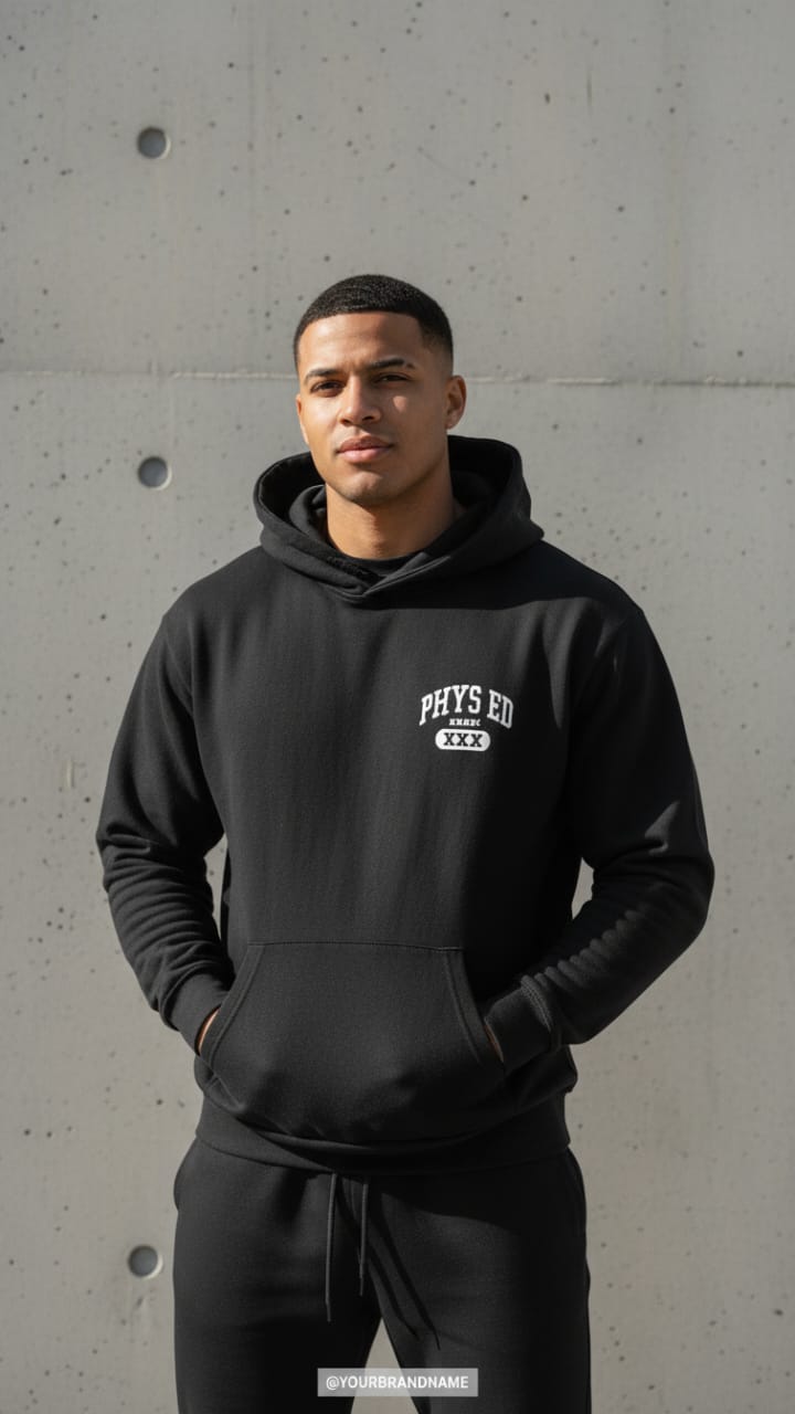 Physed oversize washed hoodie-Black