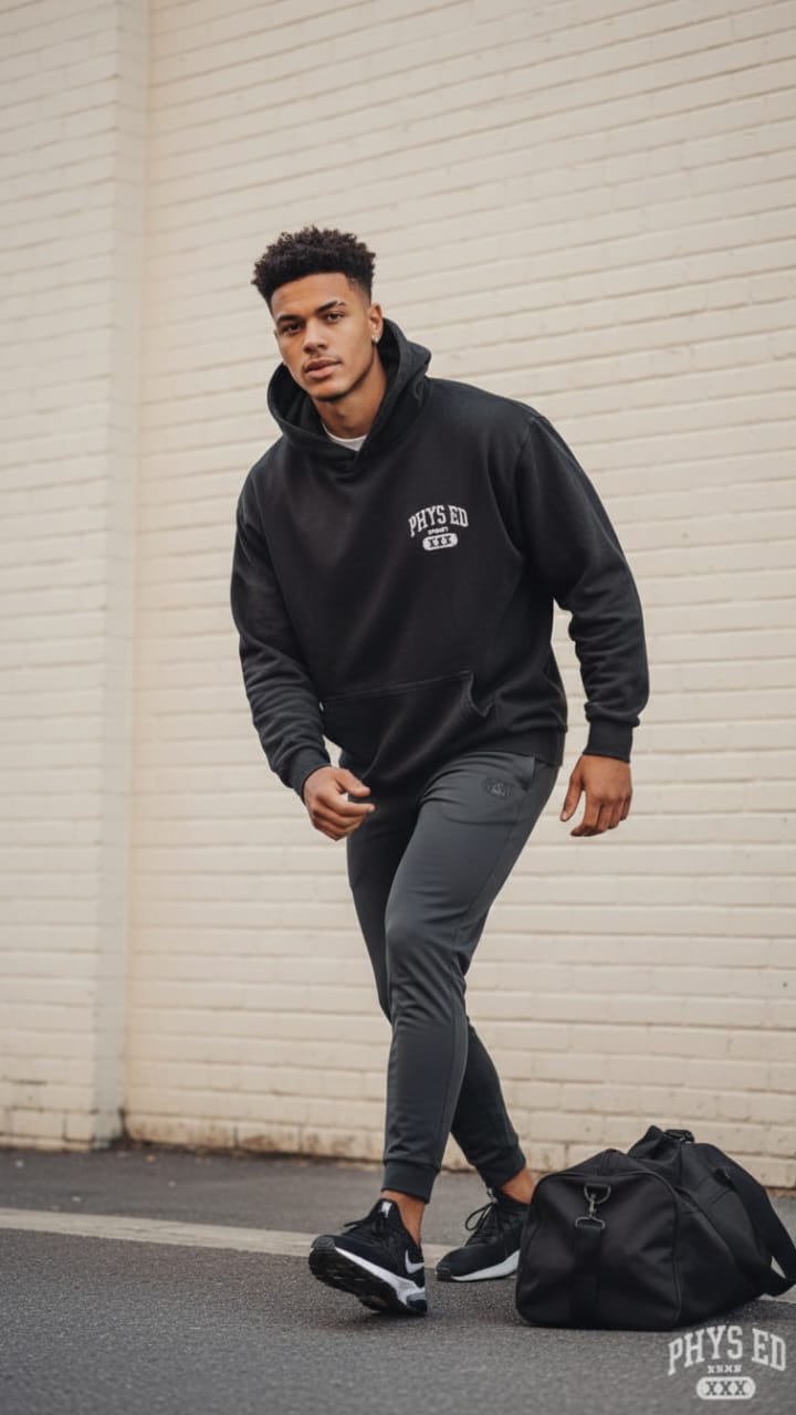 Physed oversize washed hoodie-Black