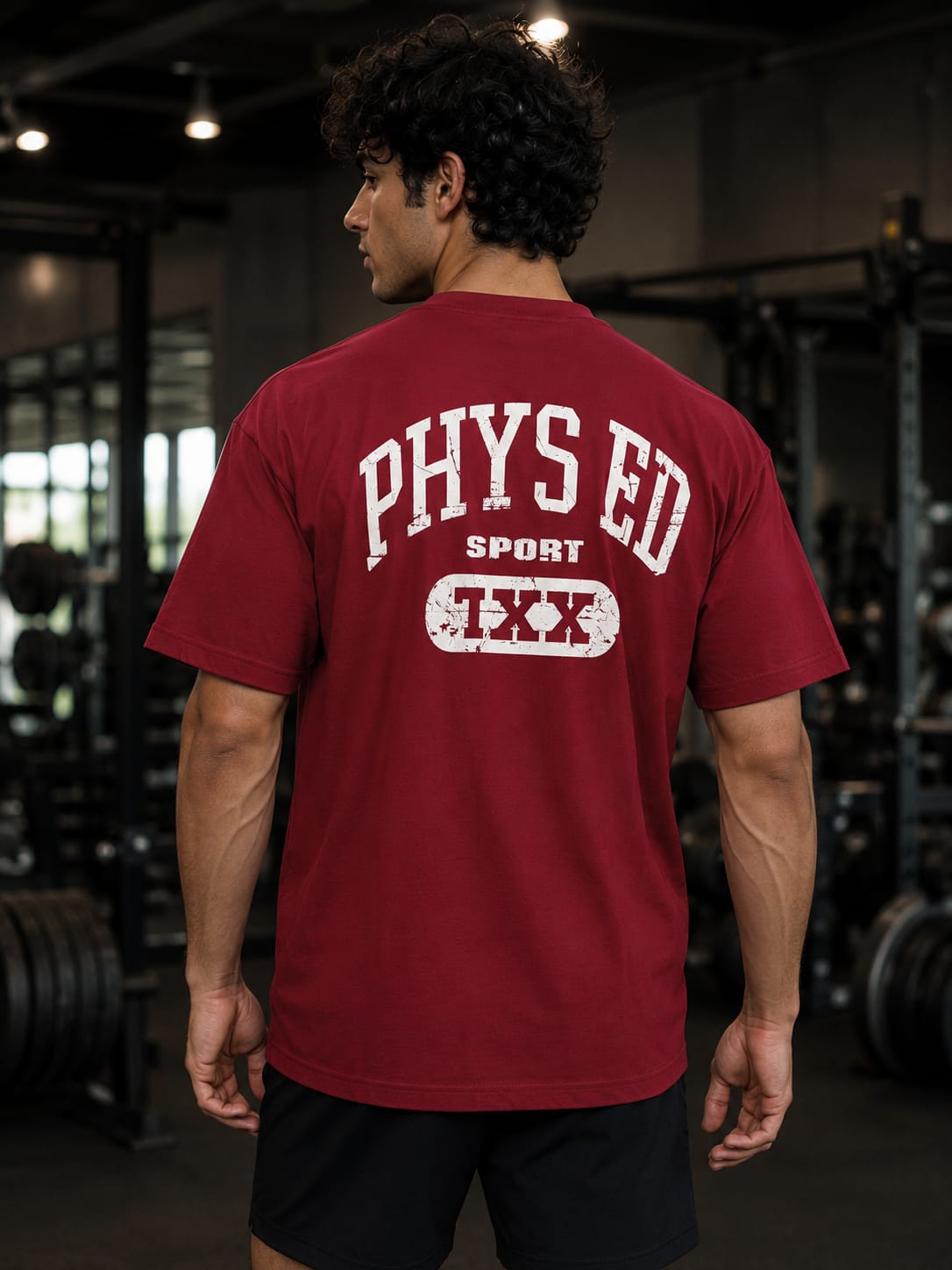 Contrast Cotton Tee – Maroon / Black