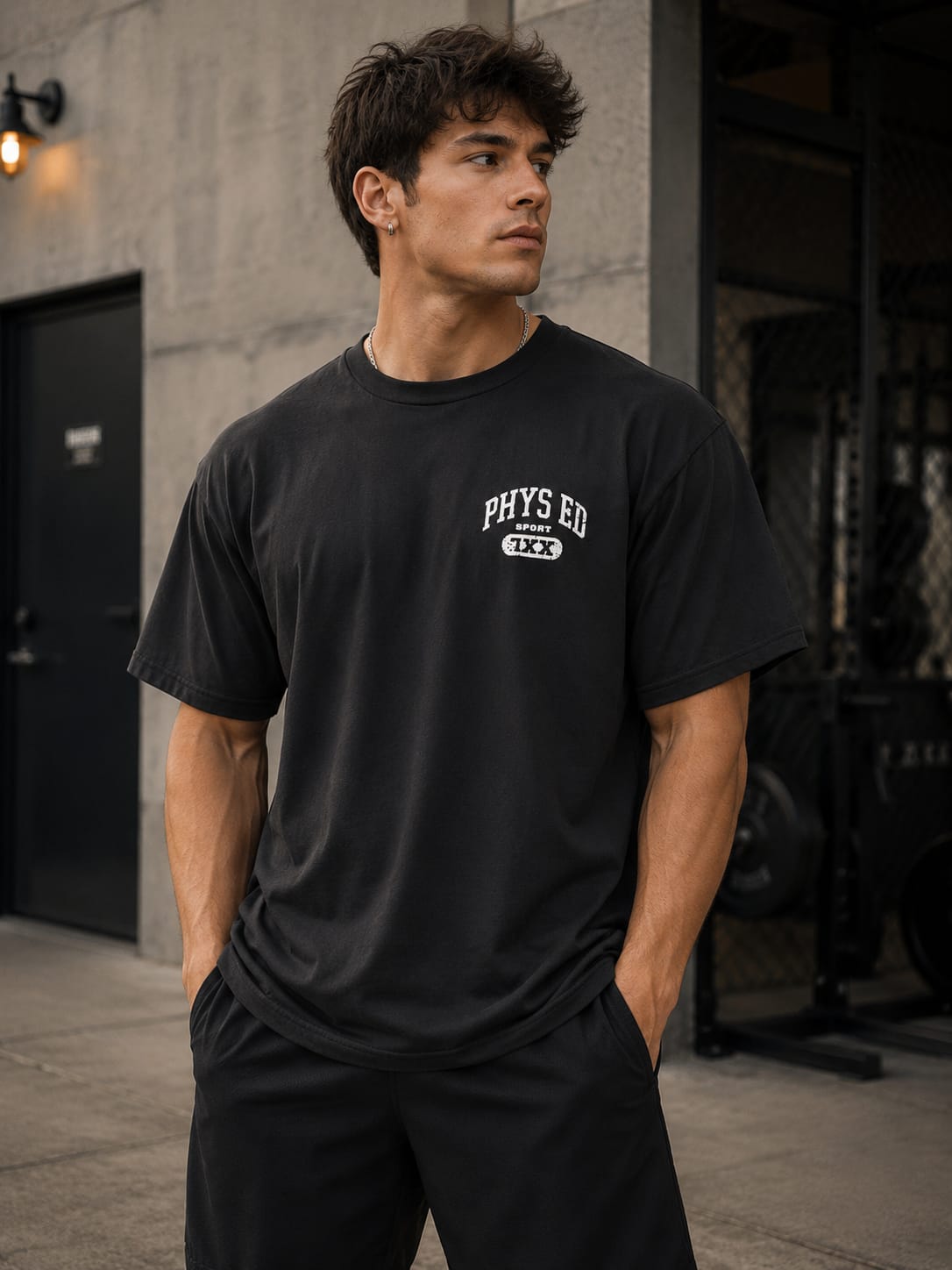 Contrast Cotton Tee – Aqua Blue / Black